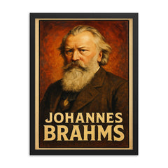 Johannes Brahms framed print on a plain backdrop in size 18"x24".