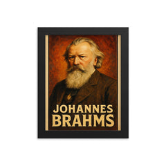 Johannes Brahms framed print on a plain backdrop in size 8"x10".