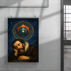 Johannes Kepler asleep beneath nested polyhedra poster 4