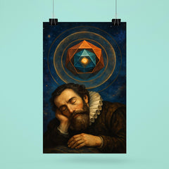 Johannes Kepler asleep beneath nested polyhedra poster 6