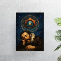 Johannes Kepler asleep beneath nested polyhedra poster 7