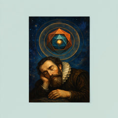 Johannes Kepler asleep beneath nested polyhedra poster 8