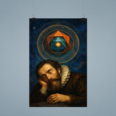 Johannes Kepler asleep beneath nested polyhedra poster 9