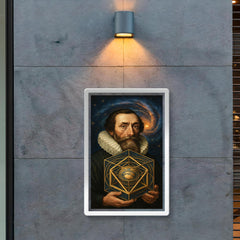 Johannes Kepler with nested cosmic solids poster 2