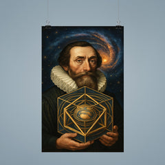 Johannes Kepler with nested cosmic solids poster 9