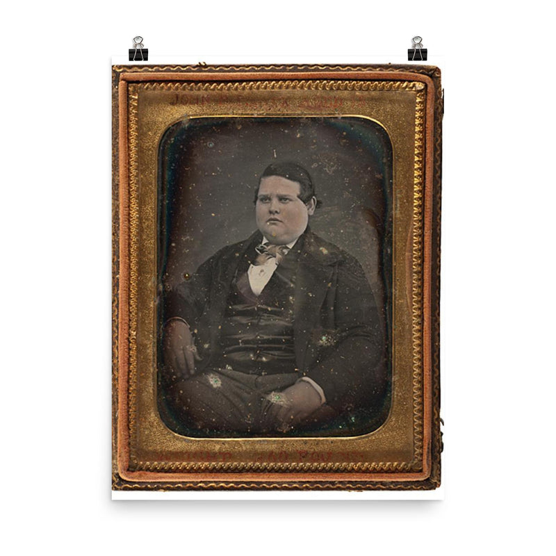 John A.P. Fisk, President of the Fat Men’s Club, 1850s poster on a plain backdrop in size 8