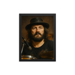 John Bonham portrait framed print on a plain backdrop in size 12"x16".