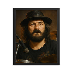 John Bonham portrait framed print on a plain backdrop in size 16"x20".
