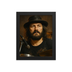 John Bonham portrait framed print on a plain backdrop in size 8"x10".