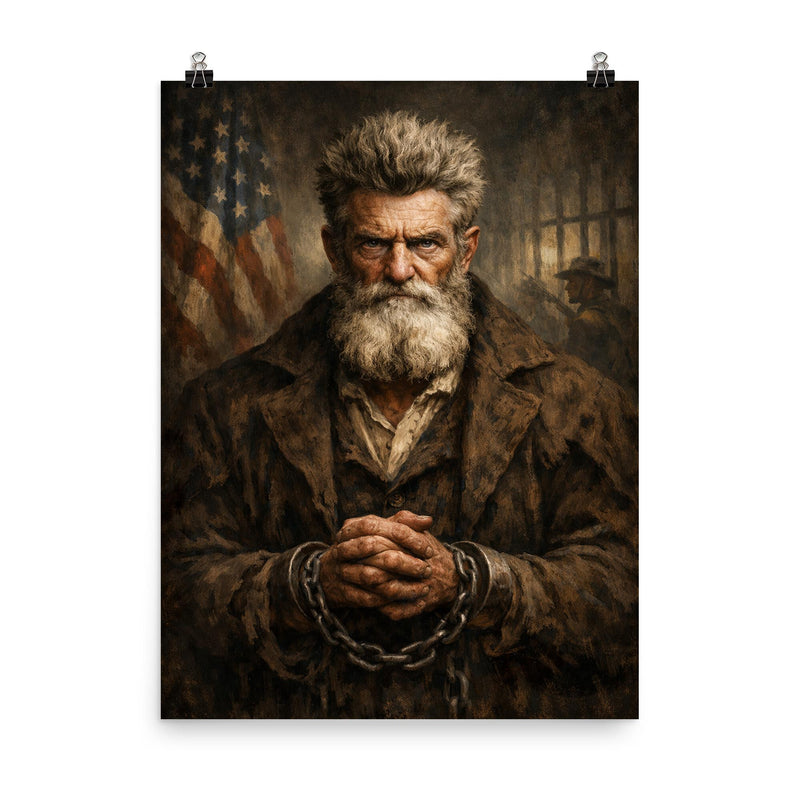 John Brown after Harpers Ferry unbroken gaze poster on a plain backdrop in size 8