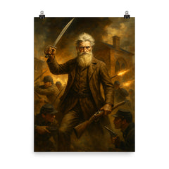 John Brown at Harpers Ferry final stand poster on a plain backdrop in size 8"x10".