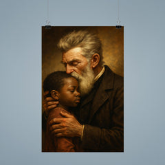 John Brown kissing a Black child goodbye poster 9