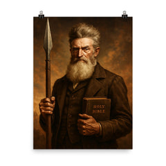 John Brown with pike and Bible poster on a plain backdrop in size 8"x10".