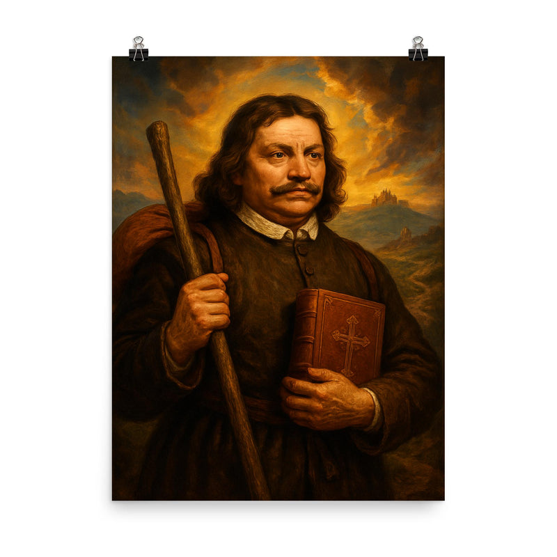 John Bunyan poster on a plain backdrop in size 8