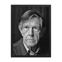 John Cage framed print on a plain backdrop in size 18"x24".