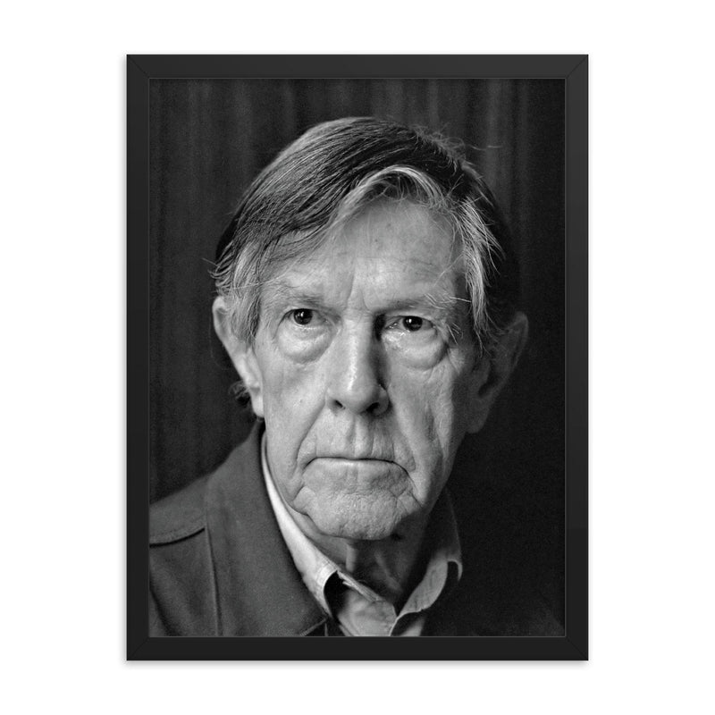 John Cage framed print on a plain backdrop in size 18
