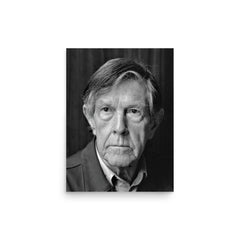 John Cage poster on a plain backdrop in size 12"x16".