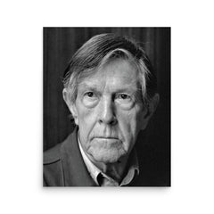 John Cage poster on a plain backdrop in size 16"x20".