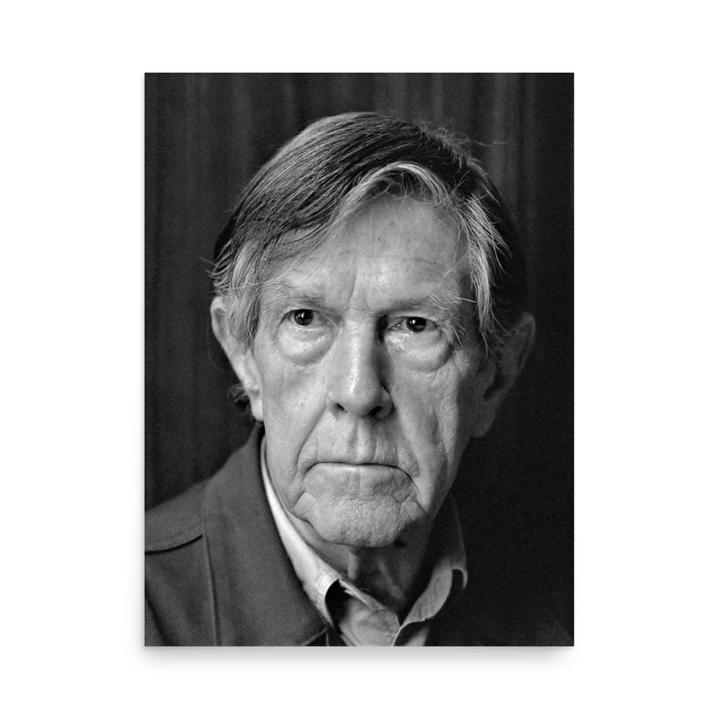 John Cage poster on a plain backdrop in size 18