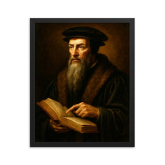 John Calvin framed print on a plain backdrop in size 16"x20".
