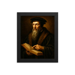 John Calvin framed print on a plain backdrop in size 8"x10".