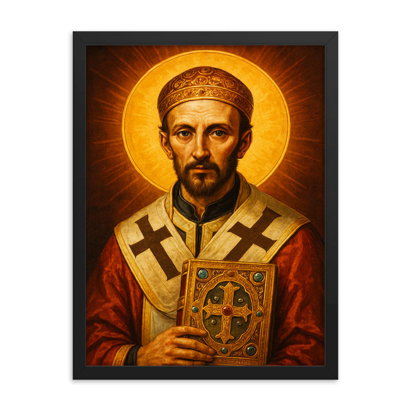 John Chrysostom framed print on a plain backdrop in size 18