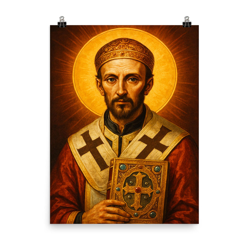 John Chrysostom poster on a plain backdrop in size 8