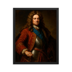 John Churchill Duke of Marlborough framed print on a plain backdrop in size 16"x20".