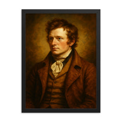 John Clare framed print on a plain backdrop in size 18"x24".