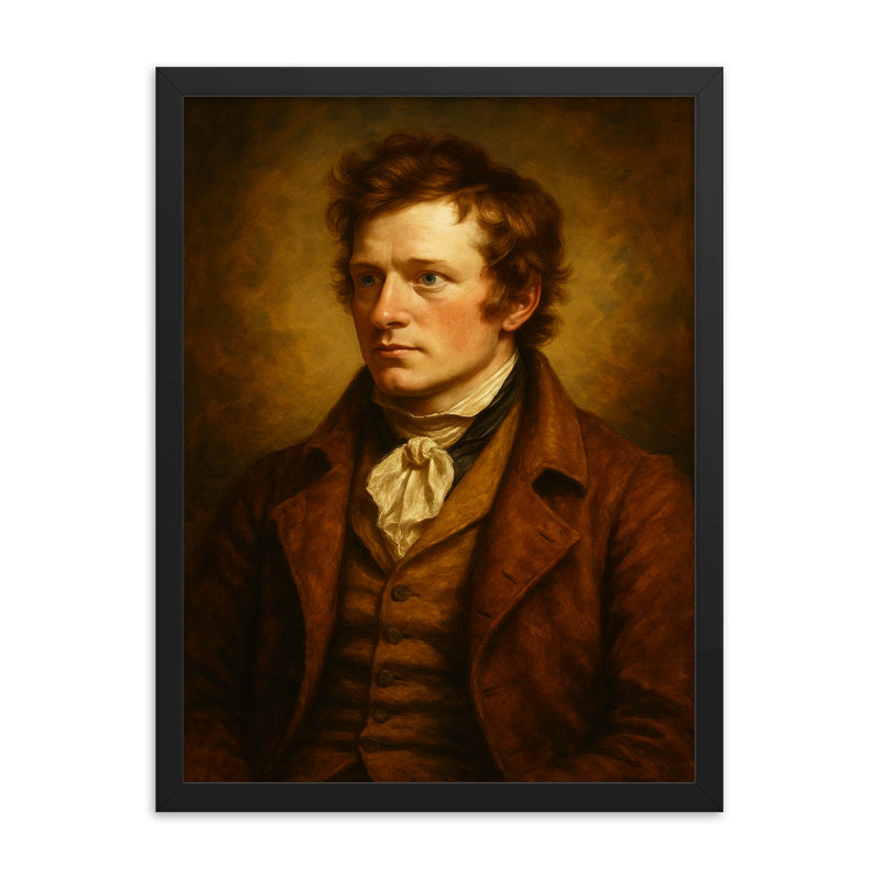 John Clare framed print on a plain backdrop in size 18