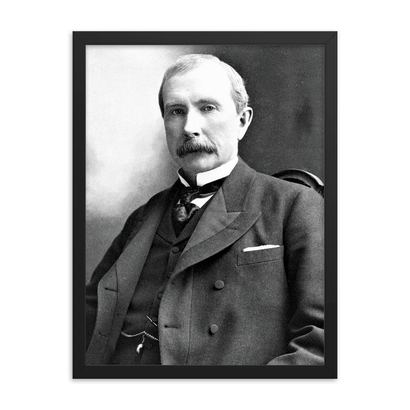 John D. Rockefeller framed print on a plain backdrop in size 18