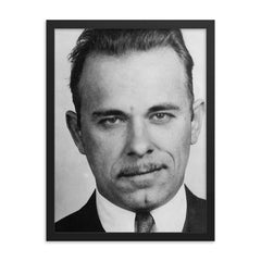 John Dillinger framed print on a plain backdrop in size 18"x24".