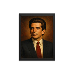 John F Kennedy Jr framed print on a plain backdrop in size 12"x16".
