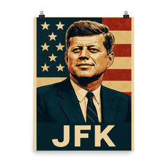 John F Kennedy poster on a plain backdrop in size 8"x10".