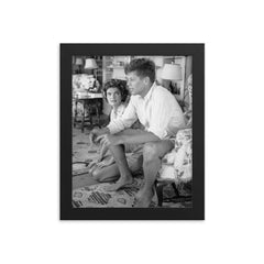 John F Kennedy with Jackie Bouvier framed print on a plain backdrop in size 8"x10".