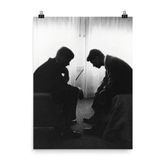 John F. Kennedy and Robert Kennedy During Campaigning, 1960 poster on a plain backdrop in size 8"x10".