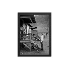 John F. Kennedy Campaigning Door-to-Door in West Virginia, 1960 framed print on a plain backdrop in size 12"x16".