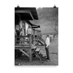 John F. Kennedy Campaigning Door-to-Door in West Virginia, 1960 poster on a plain backdrop in size 8"x10".