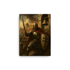 John Hunyadi at the noon bell defense canvas print on a plain backdrop in size 12"x16".