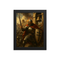 John Hunyadi at the noon bell defense framed print on a plain backdrop in size 8"x10".