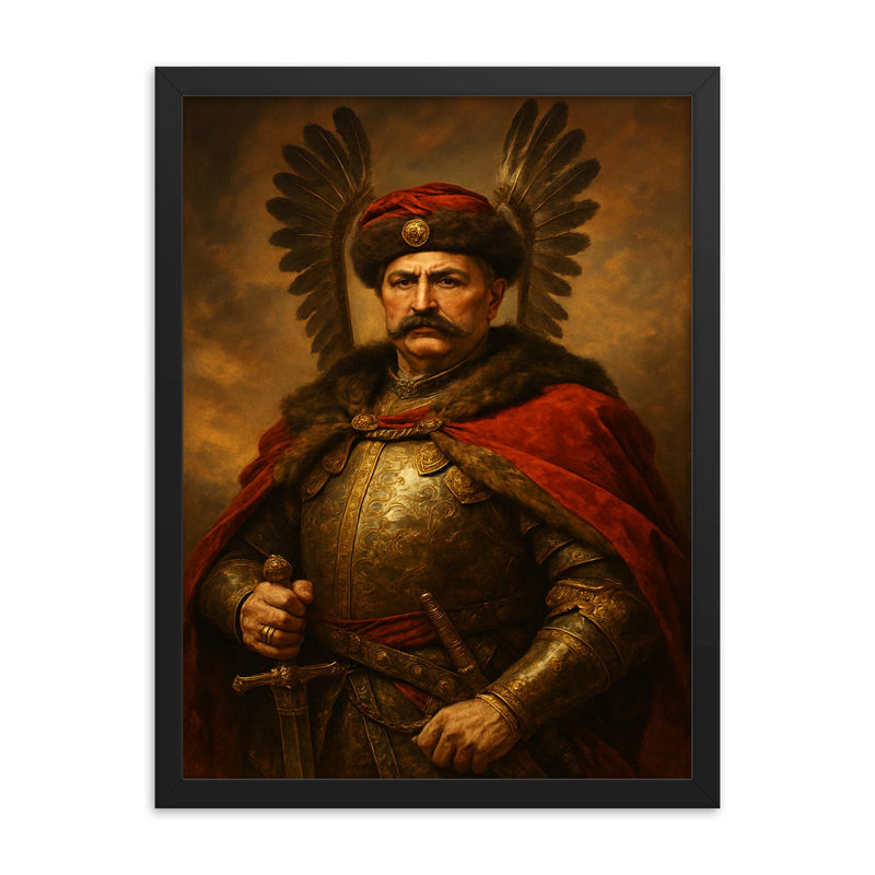 John III Sobieski framed print on a plain backdrop in size 18