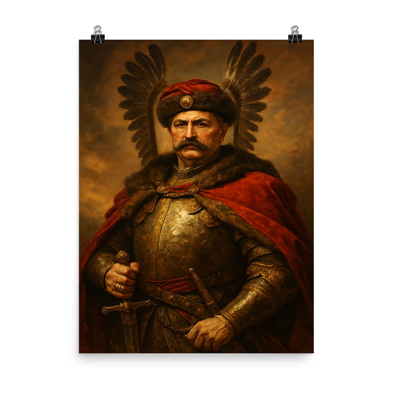 John III Sobieski poster on a plain backdrop in size 8