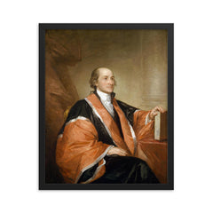 John Jay - official portrait by Gilbert Stuart framed print on a plain backdrop in size 16"x20".