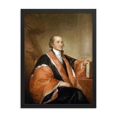 John Jay - official portrait by Gilbert Stuart framed print on a plain backdrop in size 18"x24".
