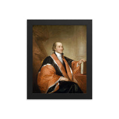 John Jay - official portrait by Gilbert Stuart framed print on a plain backdrop in size 8"x10".
