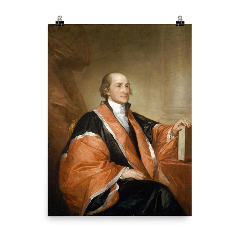 John Jay - official portrait by Gilbert Stuart poster on a plain backdrop in size 8