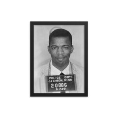 John Lewis Mugshot After Arrest in Segregated Mississippi, 1961 framed print on a plain backdrop in size 12"x16".