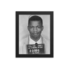John Lewis Mugshot After Arrest in Segregated Mississippi, 1961 framed print on a plain backdrop in size 8"x10".
