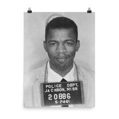 John Lewis Mugshot After Arrest in Segregated Mississippi, 1961 poster on a plain backdrop in size 8"x10".