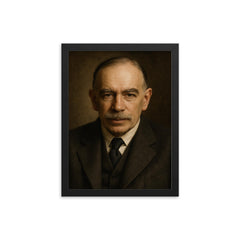 John Maynard Keynes framed print on a plain backdrop in size 12"x16".